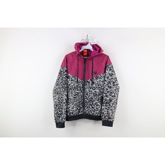 Vtg Nike Sportswear Womens Medium Abstract Spell Out Windrunner Hooded Jacket - Picture 1 of 16